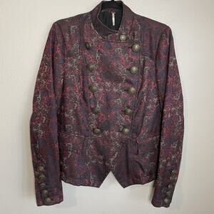Free People Audrey Officer Blazer Small Military Tapestry Dark Fairy Artsy Rare
